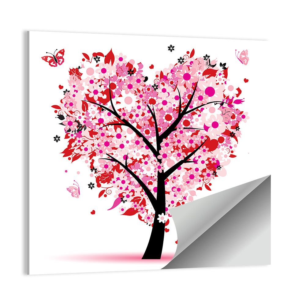 Pink Heart Tree Wall Art