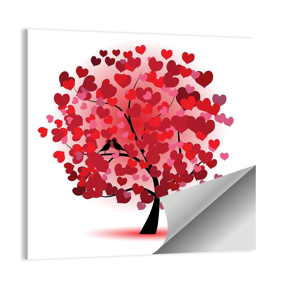 Heart Tree with Kissing Birds Wall Art