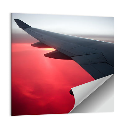 Angled Airplane Wing at Sunset Wall Art