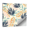 Cream and Navy Summer Leaves Pattern Wall Art