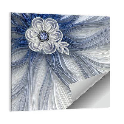 Fractal Flower with Blue Crystal Wall Art