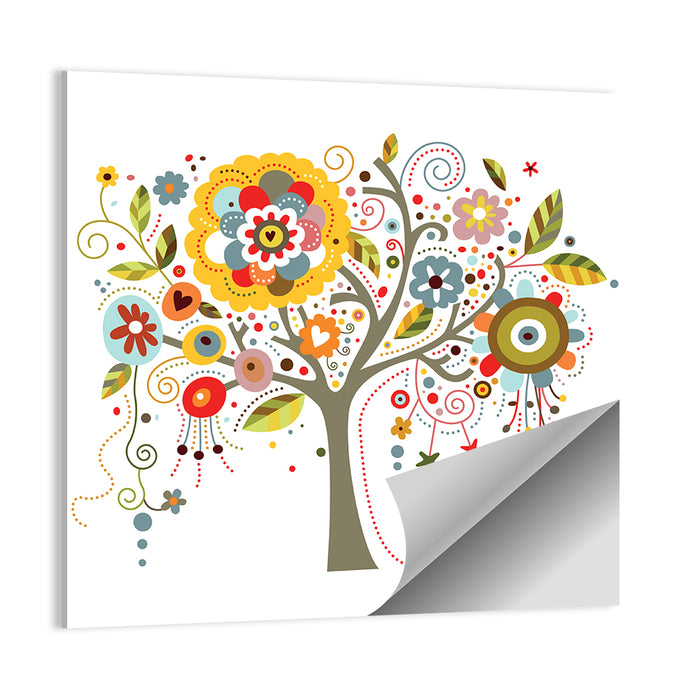 Whimsical Floral Tree Illustration Wall Art as a poster print