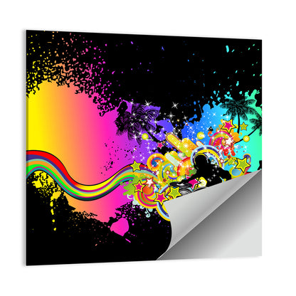 Neon Dj Silhouette Wall Art