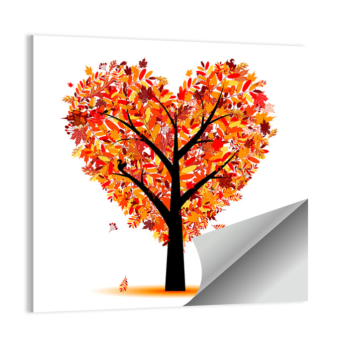 Autumn Heart Tree Illustration Wall Art as a poster print