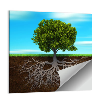 Tree Roots Cross-section Illustration Wall Art