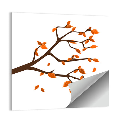 Golden Winter Leaves Illustration Wall Art