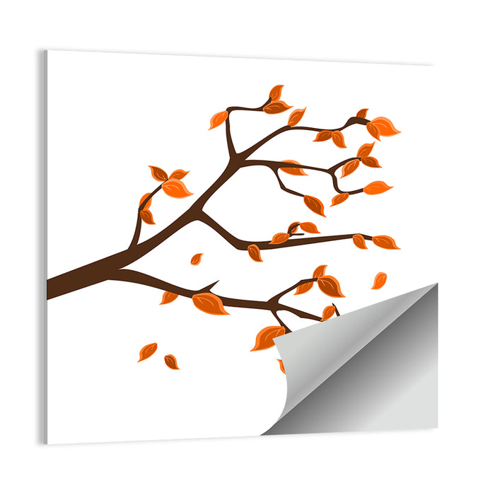 Golden Winter Leaves Illustration Wall Art as a poster print