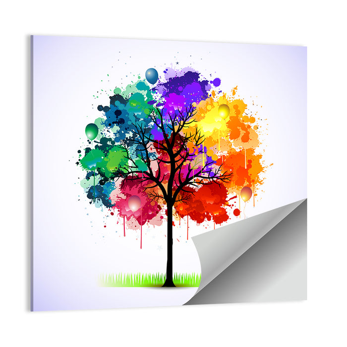 Watercolor Splash Tree Wall Art as a poster print