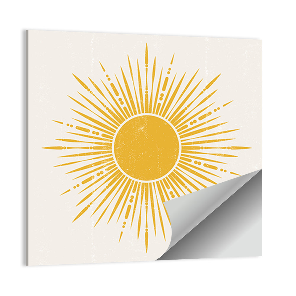 Golden Sunburst Boho Minimalist Wall Art