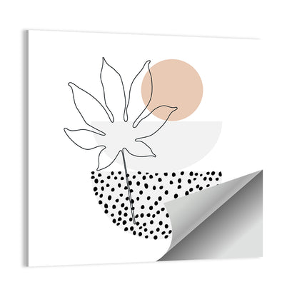 Palm Leaf with Peach Circle Illustration Wall Art
