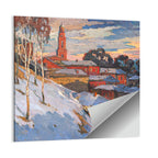 Snowy Village with Church Tower Wall Art