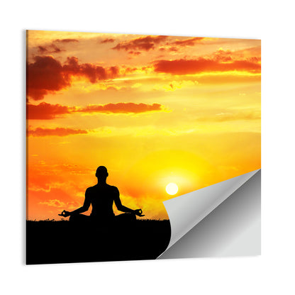 Sunset Yoga Meditation Silhouette Wall Art