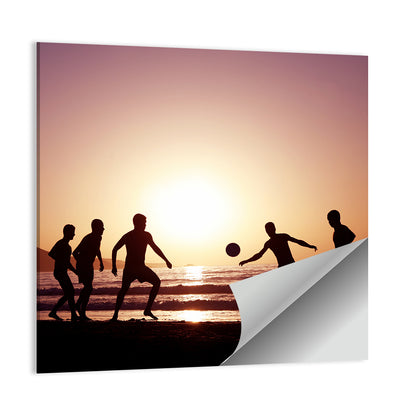 Beach Football at Sunset Wall Art