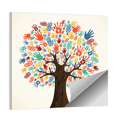 Colored Hands Tree Wall Art