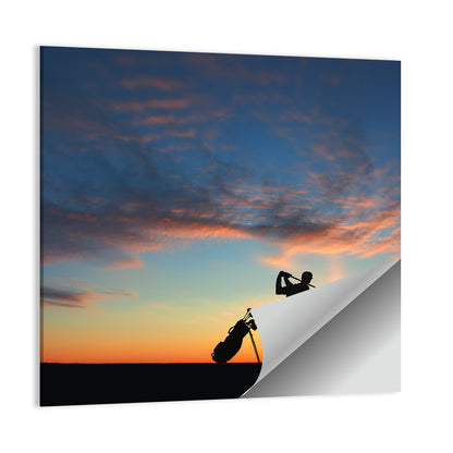 Sunset Golfer Silhouette Wall Art