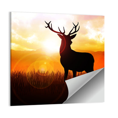 Golden Hour Deer Silhouette Wall Art