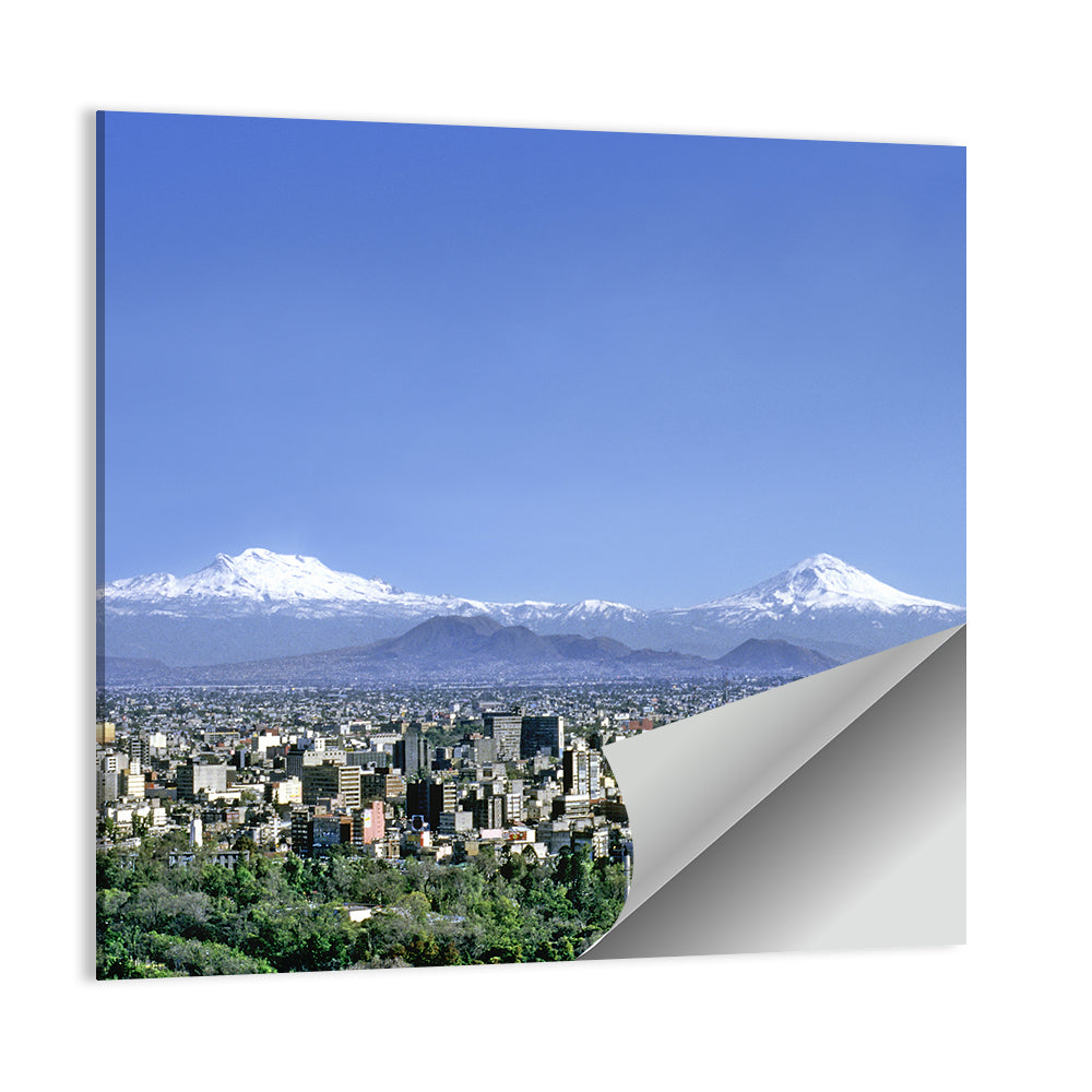 Mexico City Skyline with Volcanoes Wall Art