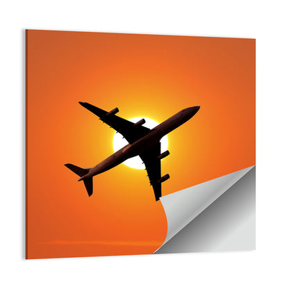 Sunrise Airplane Silhouette Wall Art