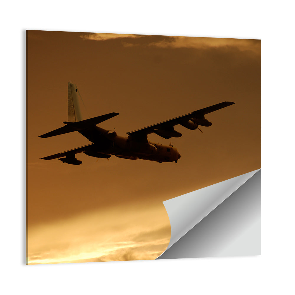 Turboprop Military Transport Silhouette Wall Art