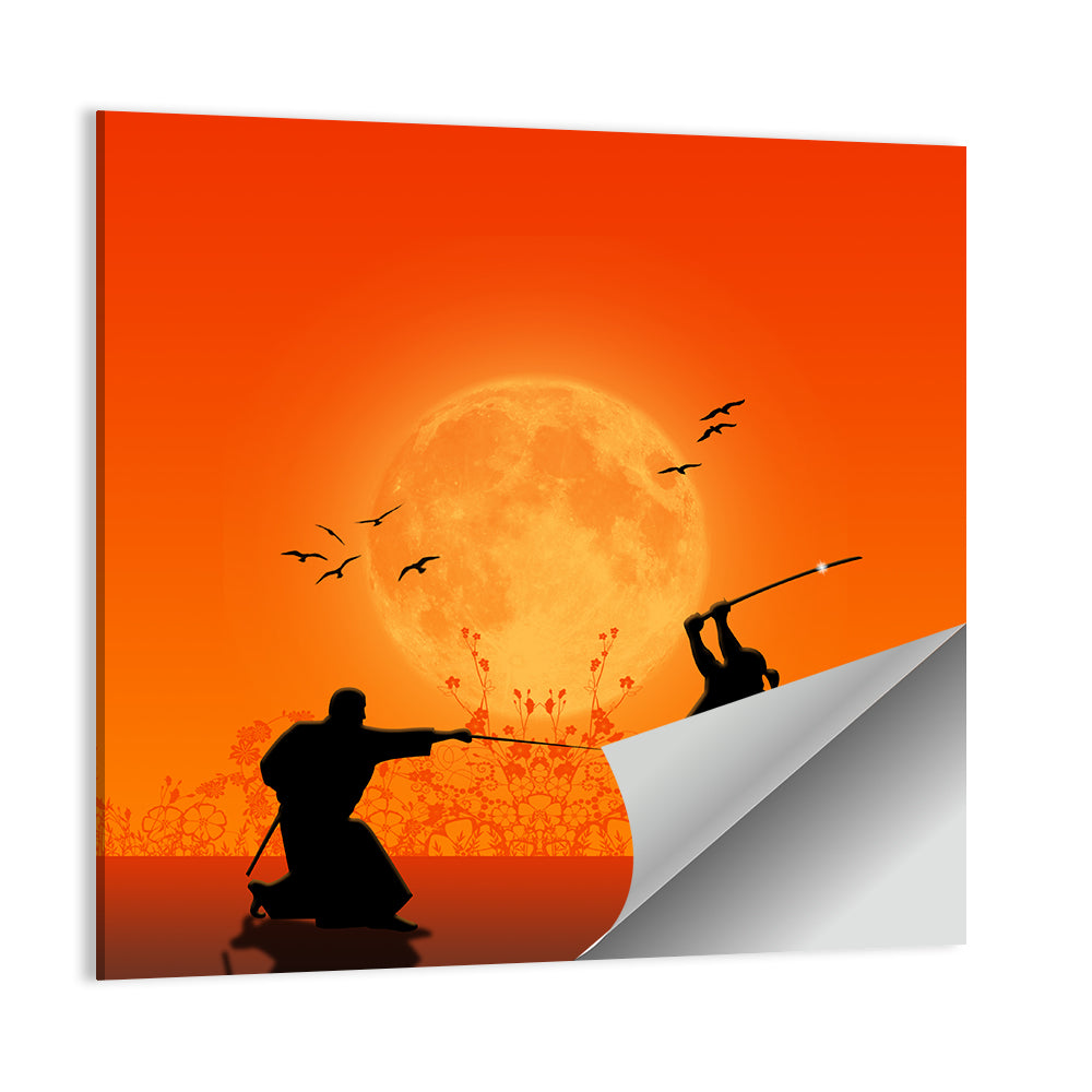 Moonlit Samurai Duel Wall Art