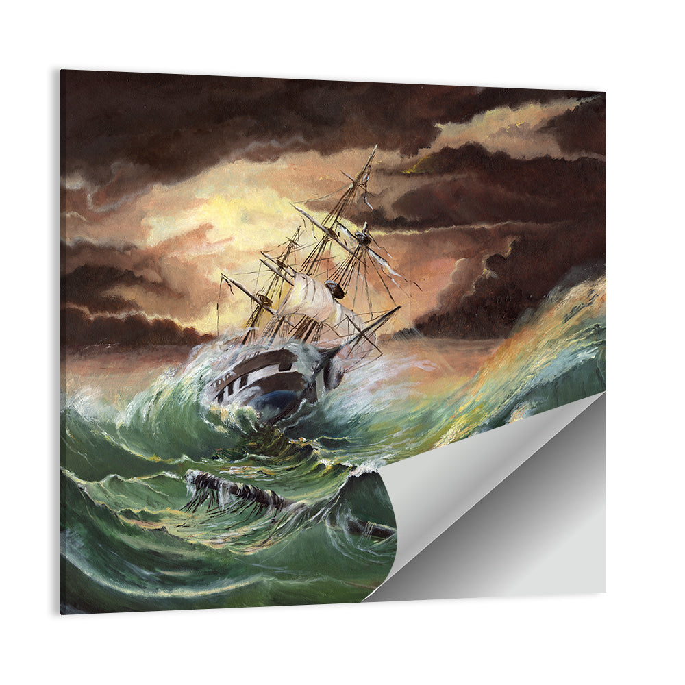 Ship in a Sea Storm Wall Art