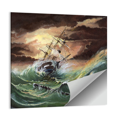 Ship in a Sea Storm Wall Art