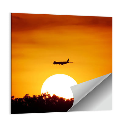 Airplane Silhouette at Sunset Wall Art