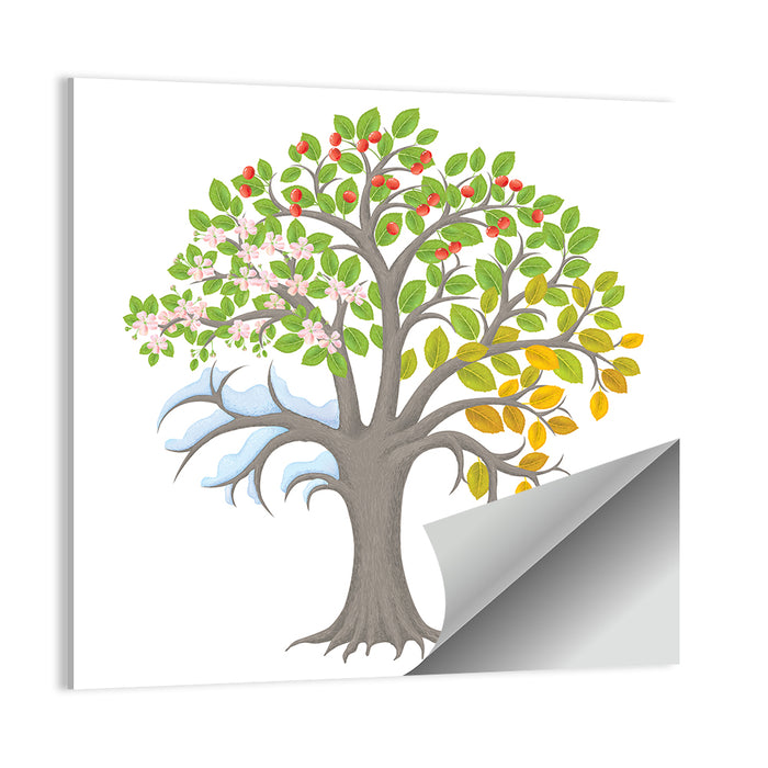 Four Seasons Apple Tree Illustration Wall Art as a poster print