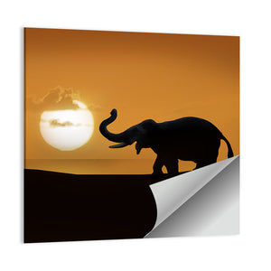 Elephant at Sunset Wall Art