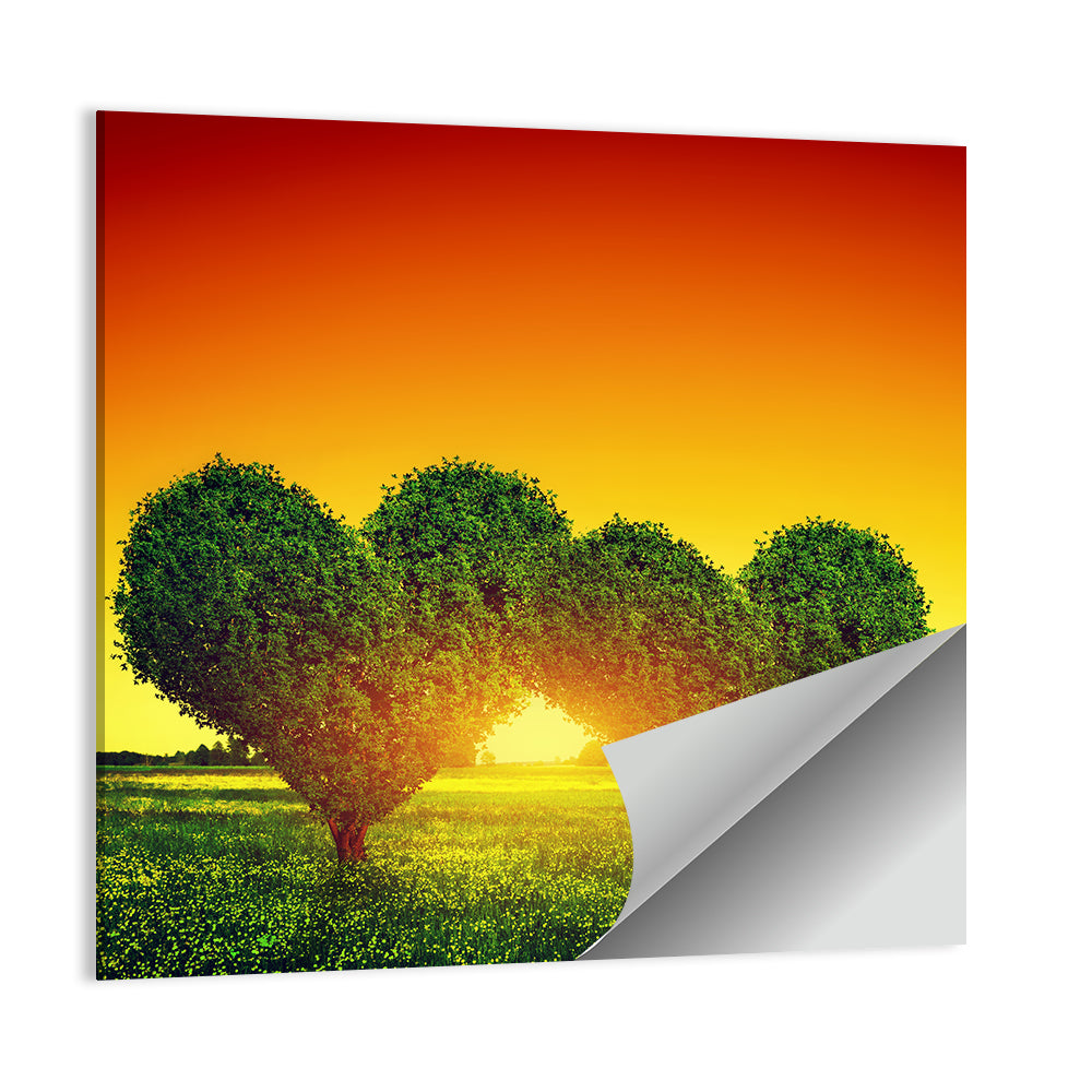 Heart Trees at Golden Sunset Wall Art