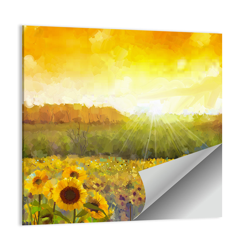 Sunburst Sunflowers Abstract Wall Art