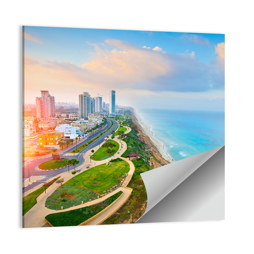 Netanya Coastline at Golden Hour Wall Art