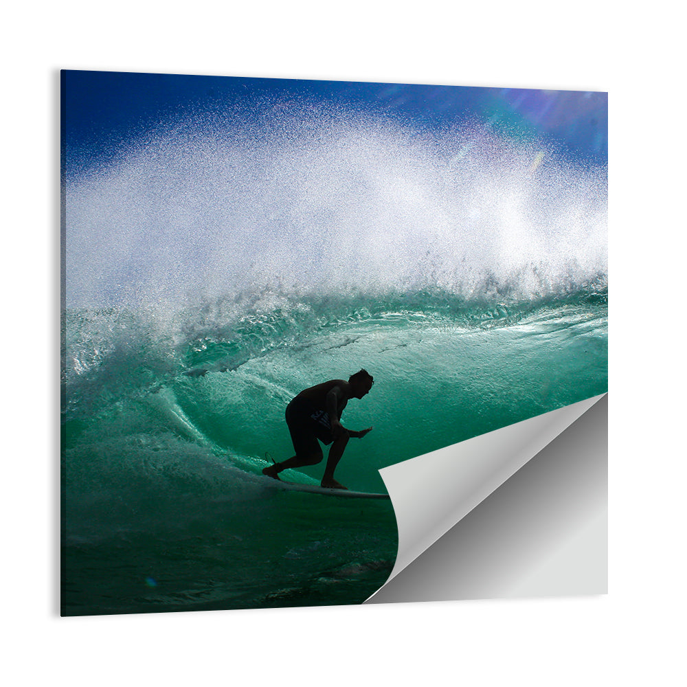 Surfer in Barrel Wave Wall Art