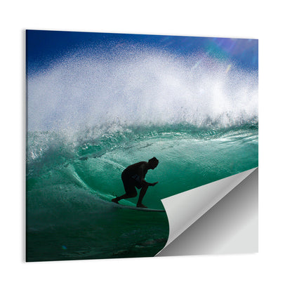 Surfer in Barrel Wave Wall Art