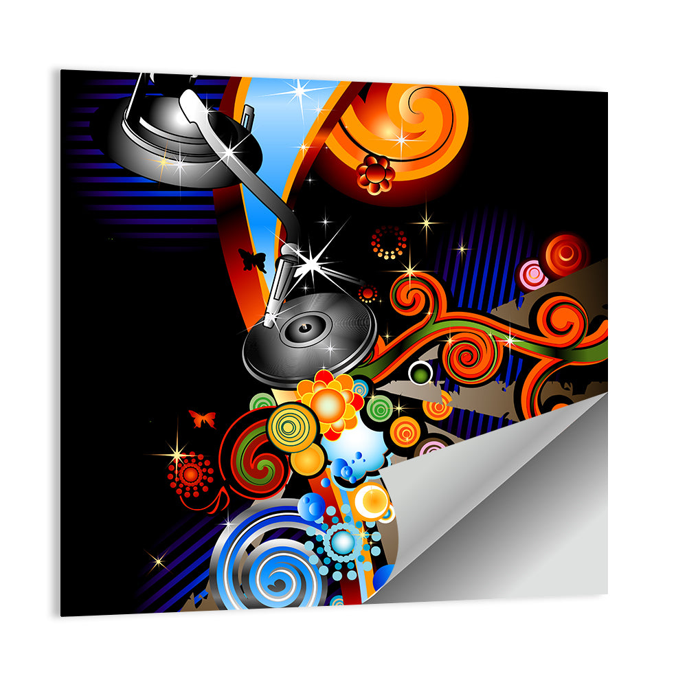 Psychedelic Turntable Illustration Wall Art