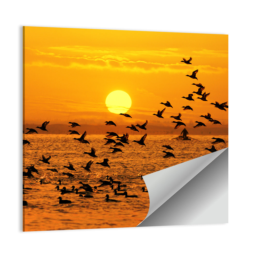 Golden Flock at Sunset Wall Art