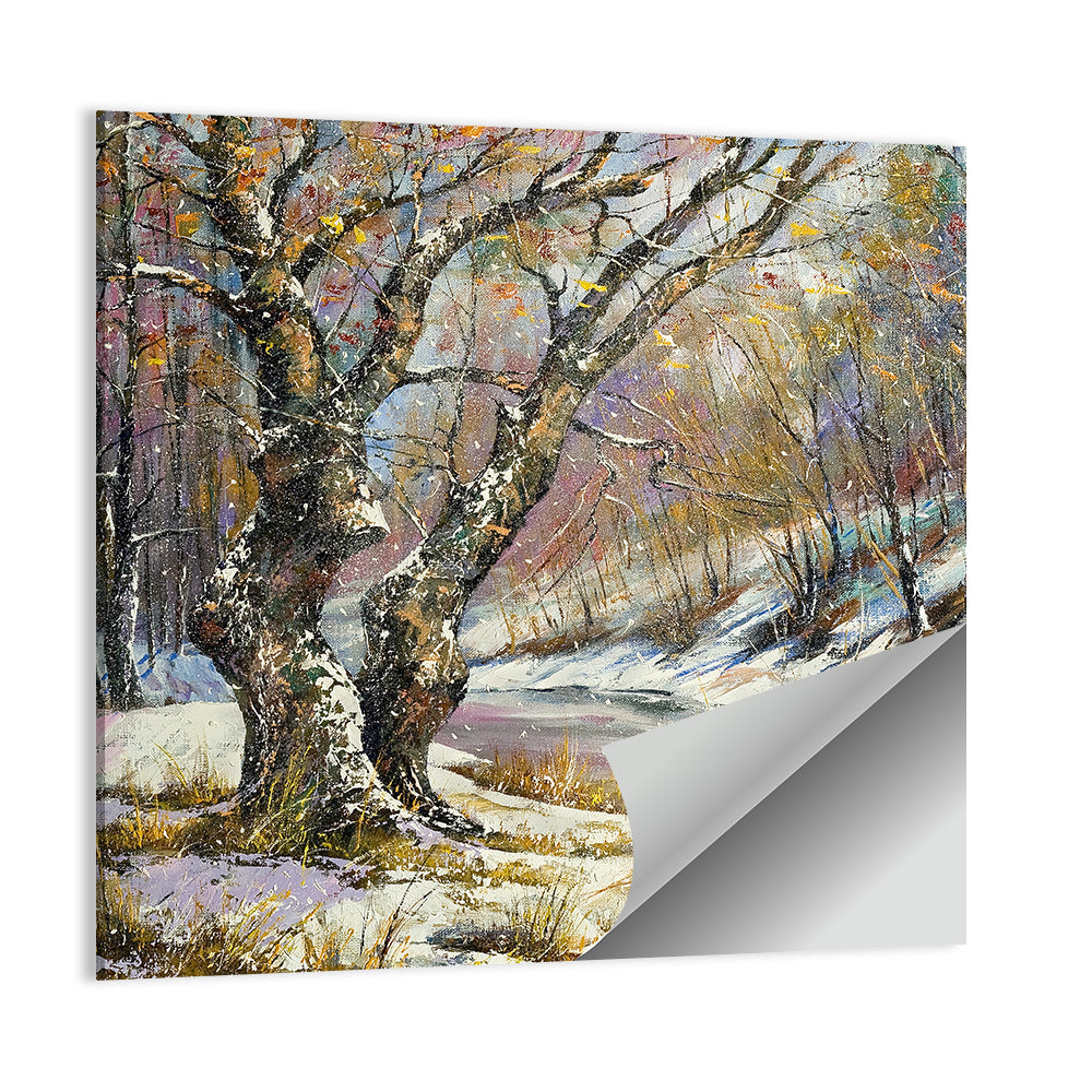 Frozen River in Winter Woodland Wall Art