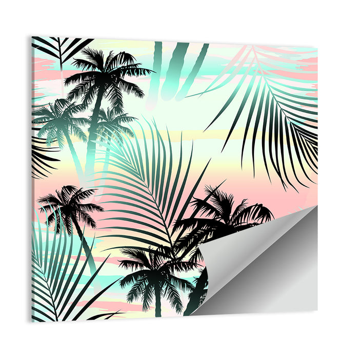Tropical Palm Stripe Pattern Wall Art as a poster print