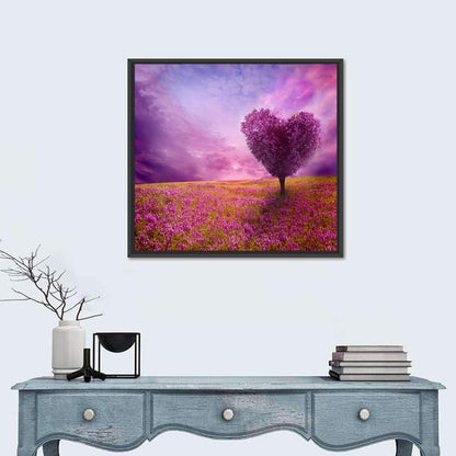 Heart-shaped Tree at Sunset Wall Art