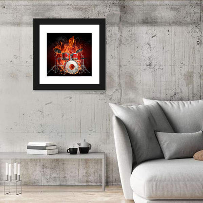 Flaming Skeleton Drummer Wall Art