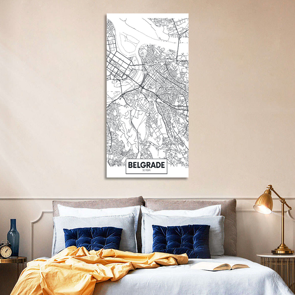 Minimalist Belgrade Map Wall Art