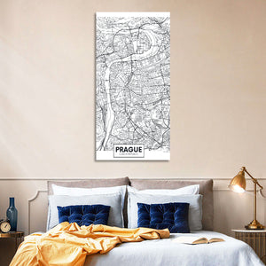 Prague City Map Wall Art