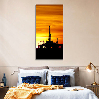 Offshore Oil Rig at Sunset Wall Art
