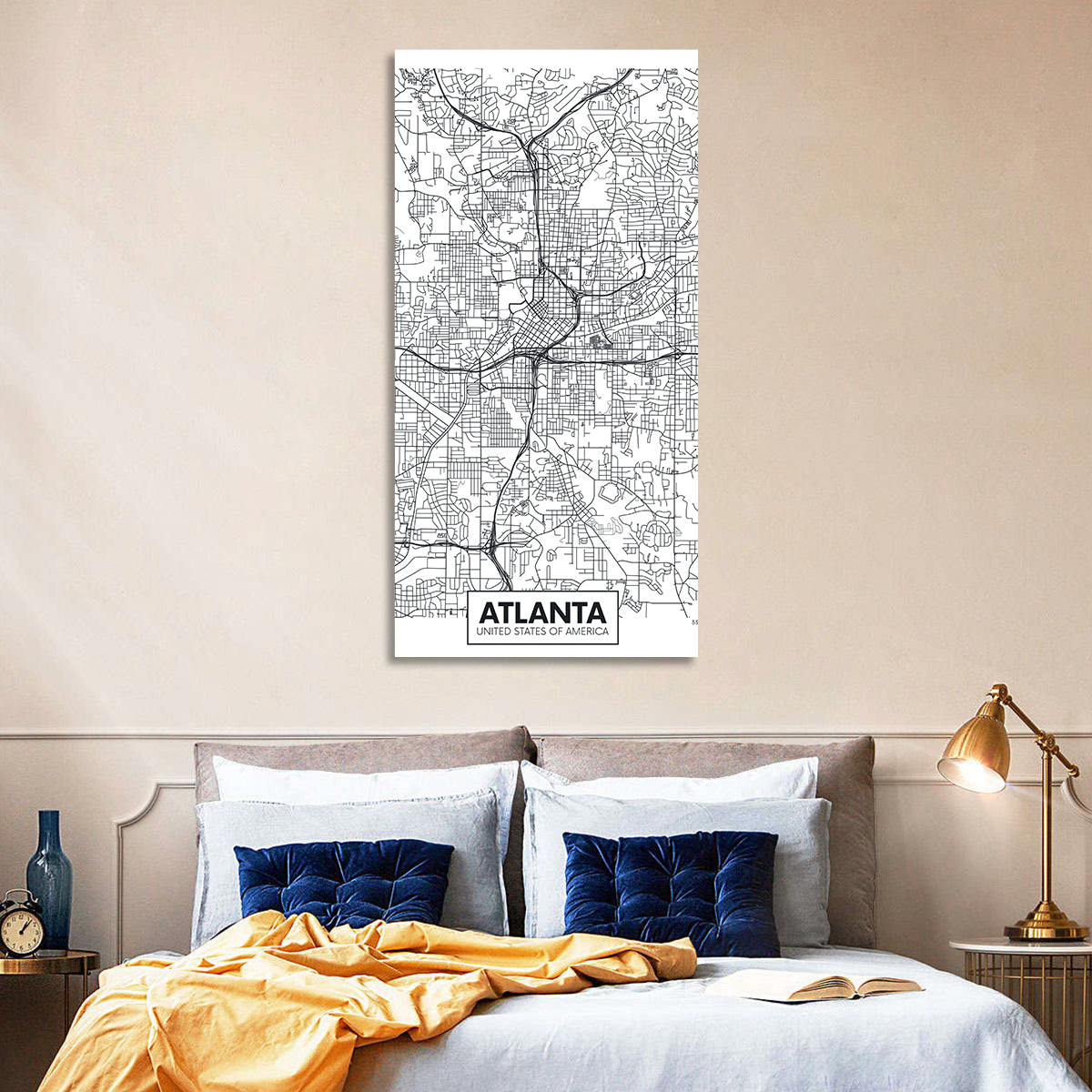 Atlanta City Map Wall Art in a room, portrait