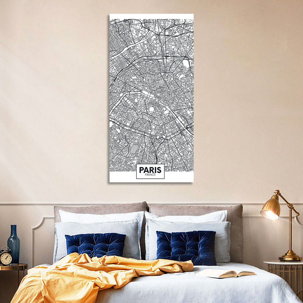 Paris Street Network Map Wall Art