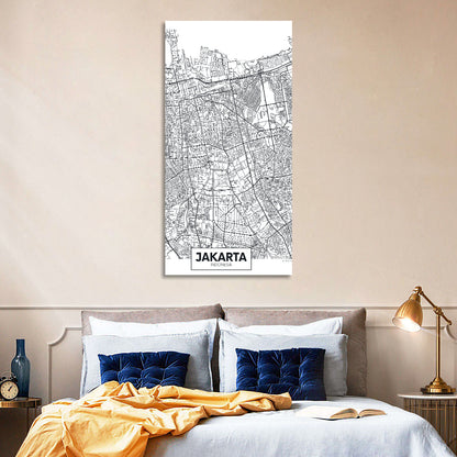 Jakarta City Map Wall Art