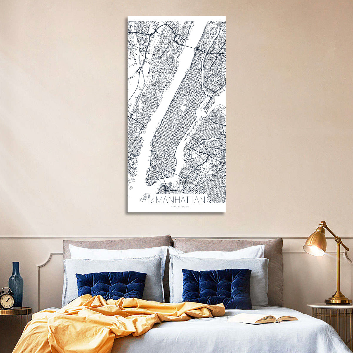 Manhattan Island Map Wall Art