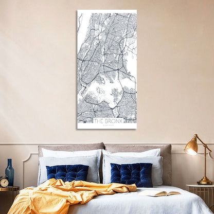 Bronx Black and White Map Wall Art