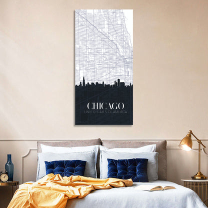 Chicago Skyline Map Wall Art