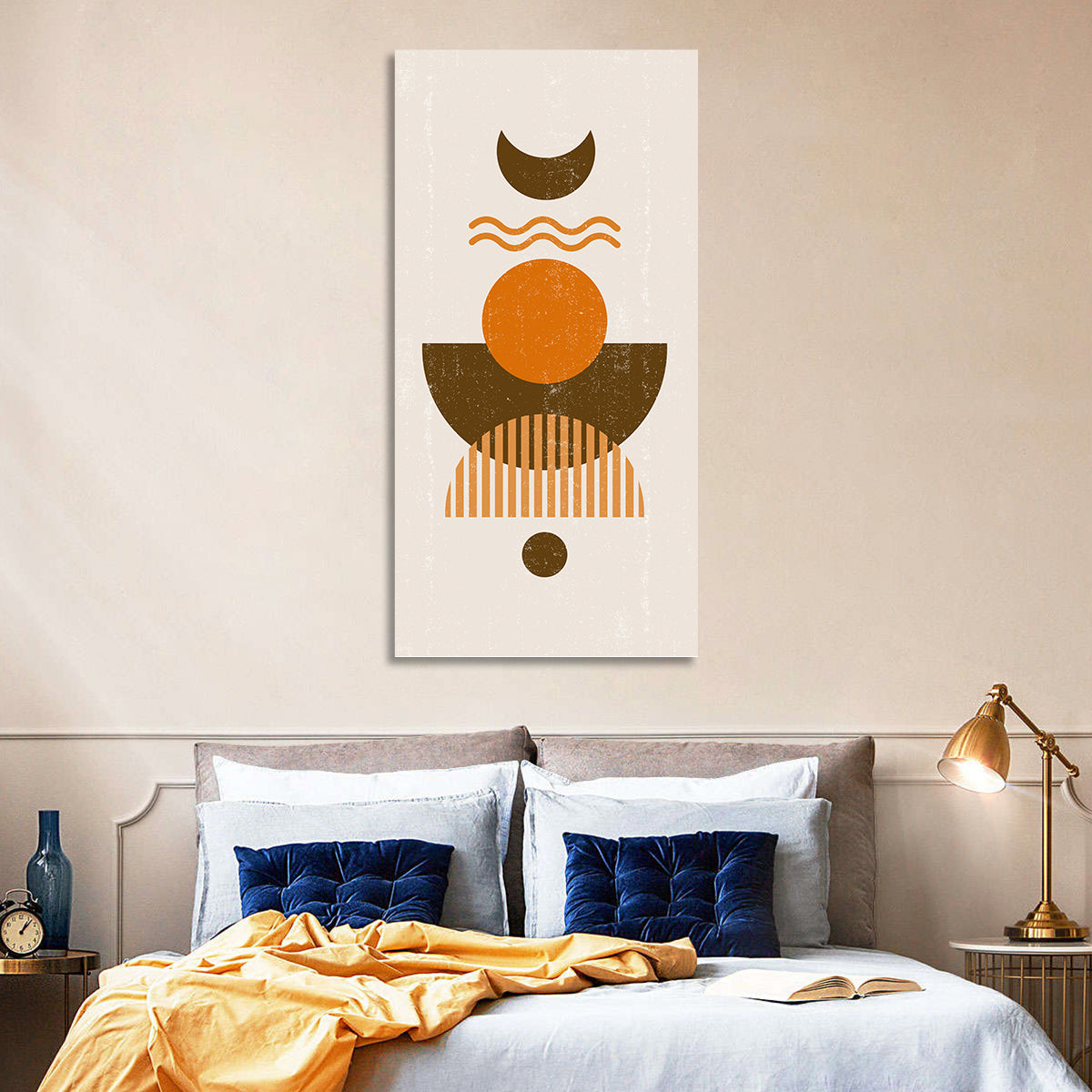 Earthy Sun and Crescent Moon Wall Art